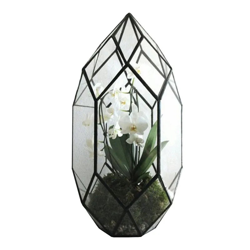 Terrarium géométrique en verre fait main pour plantes