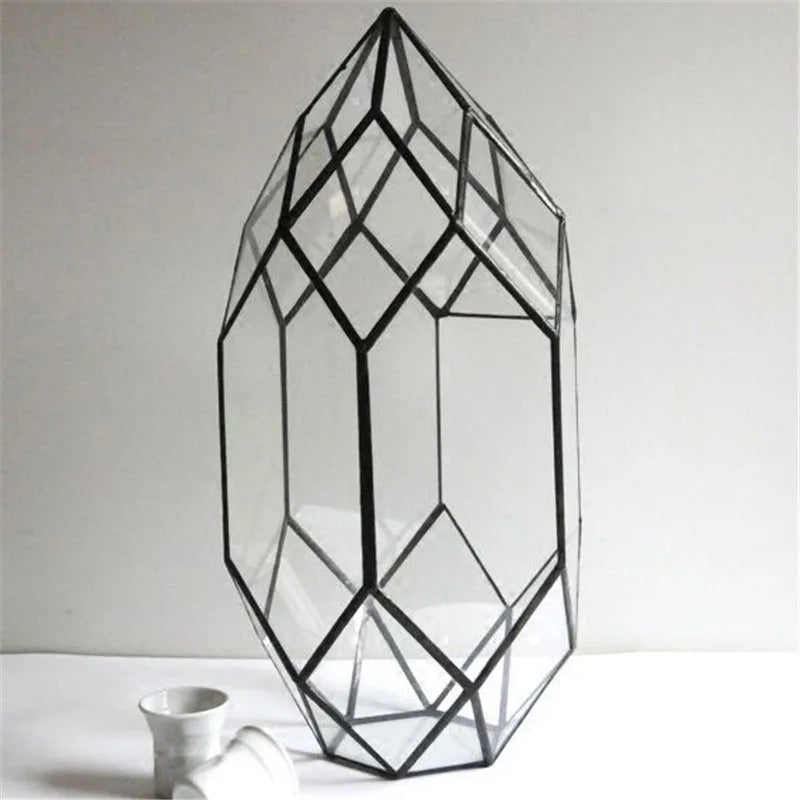 Terrarium géométrique en verre fait main pour plantes