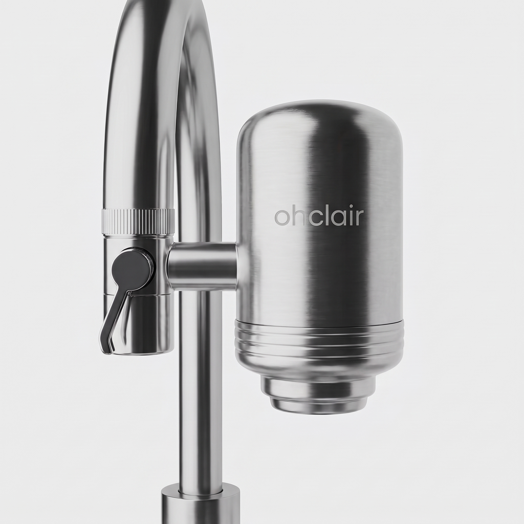 Filtre Ohclair installé sur robinet