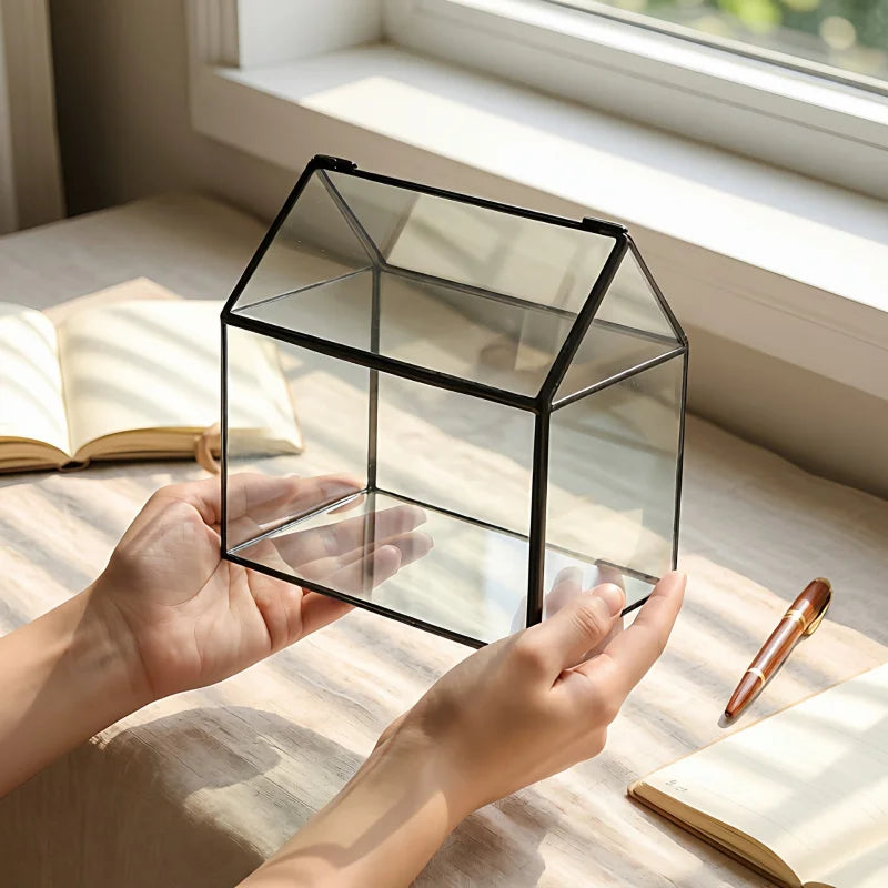 Terrarium rectangulaire en verre avec fenêtre pour plantes
