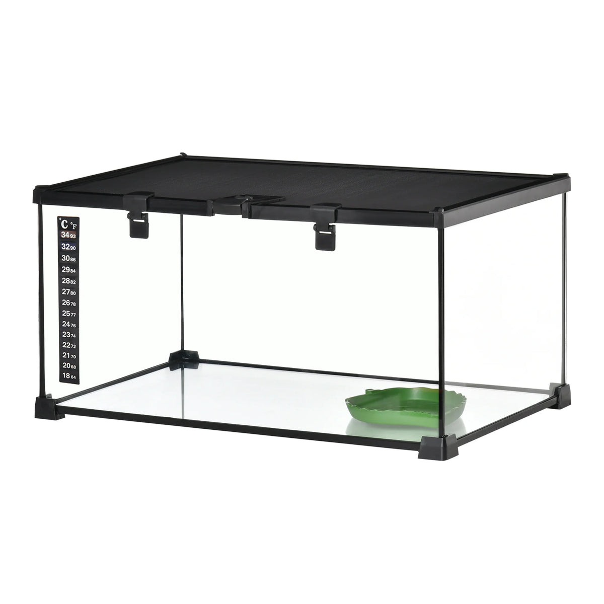 Terrarium en verre 50 × 30 × 25 cm avec couvercle grillagé et porte d’alimentation