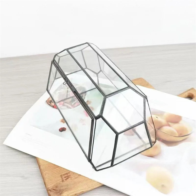Terrarium géométrique en verre 26,5 × 13,7 × 15 cm