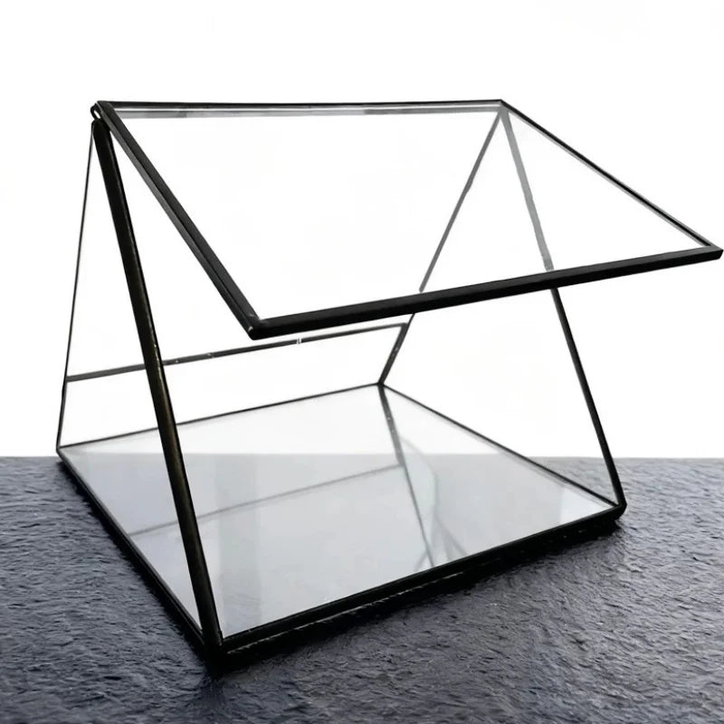 Terrarium triangulaire en verre pour plantes et micro-paysages