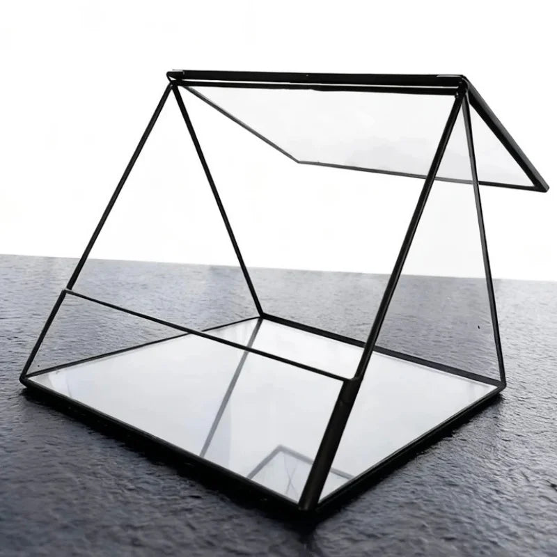 Terrarium triangulaire en verre pour plantes et micro-paysages