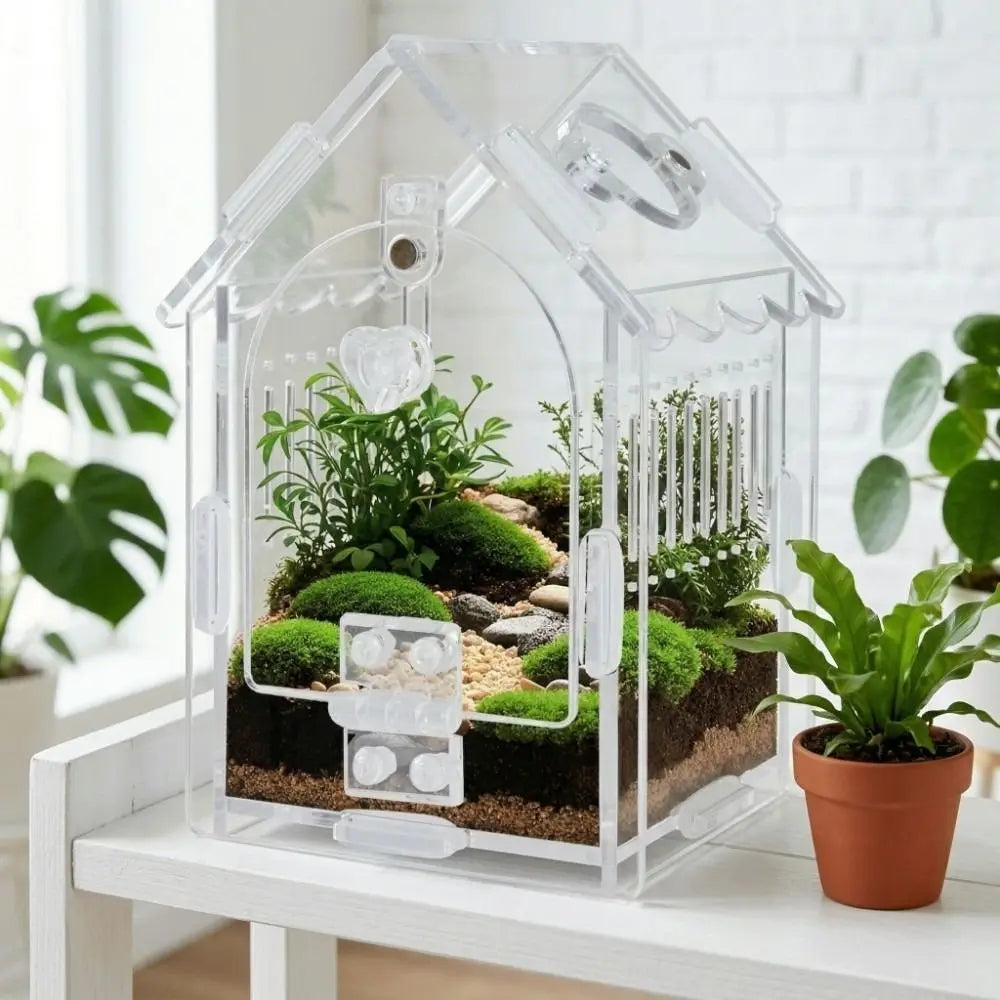 Terrarium en acrylique pour araignées sauteuses avec porte magnétique